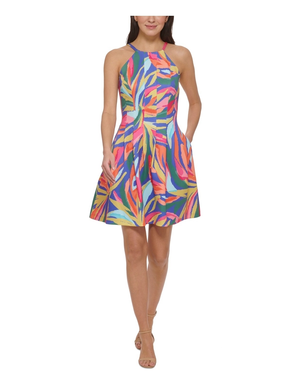 NWT Vince Camuto Printed Scuba Halter Dress size 12